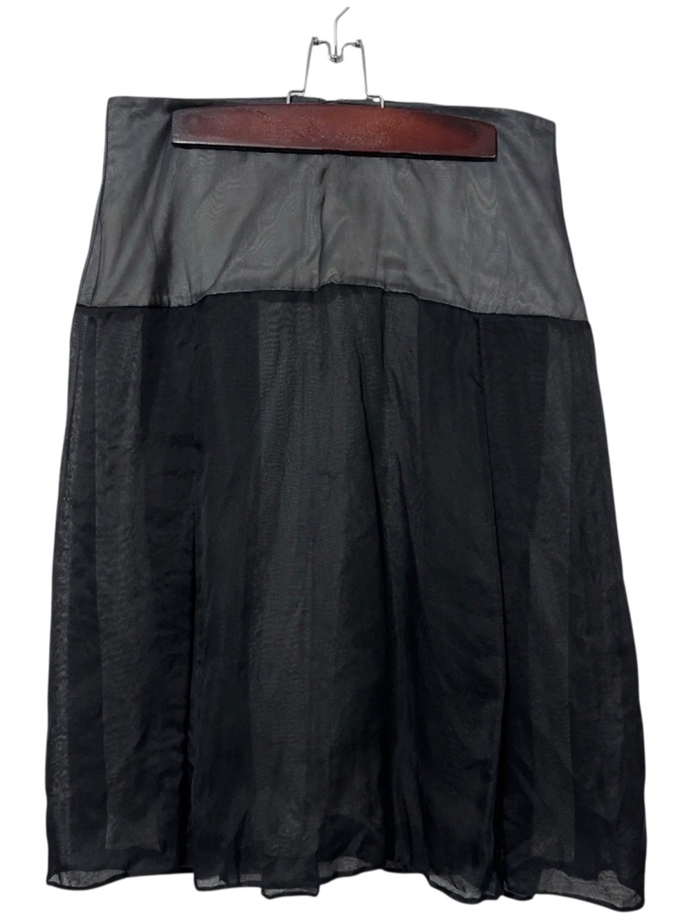 Carolina Herrera Silk Skirt Size 10 Sheer Black Over Silver